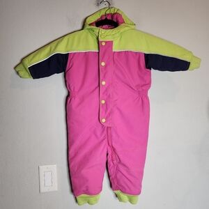 Hanna Andersson Pink Colorblock Kids Snowsuit Size 80 18-24 Months Insulated